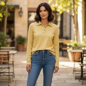 Croft and Barrow Pull-over Top Blouse PXS  Long Sleeve Light Yellow Color #12